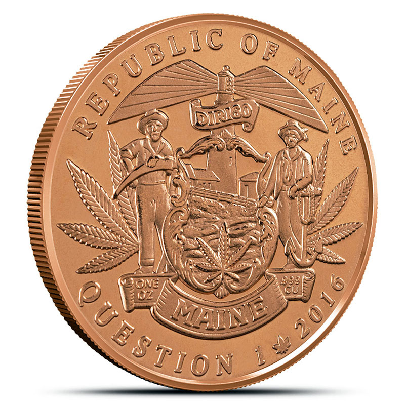 1 oz COPPER Maine Legalized .999 Round